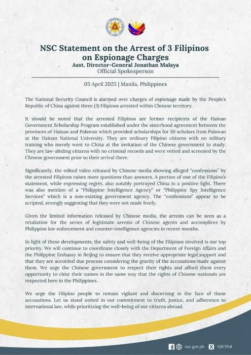 菲律宾国家安全委员会对中国逮捕菲律宾间谍提出质疑 这是报复-棋牌策略-棋牌外挂论坛